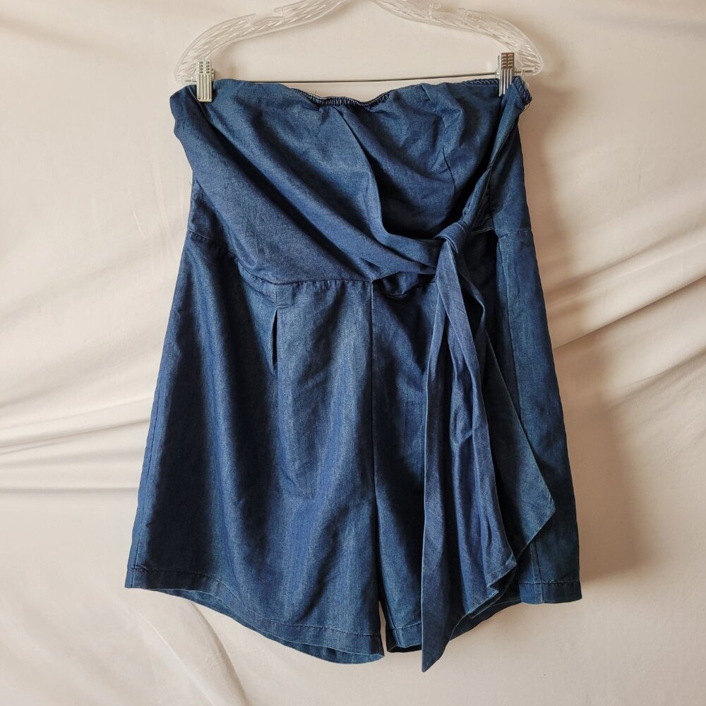 Strapless Denim Jumpsuit Ashley Stewart Romper Size 16 - Picture 8 of 15